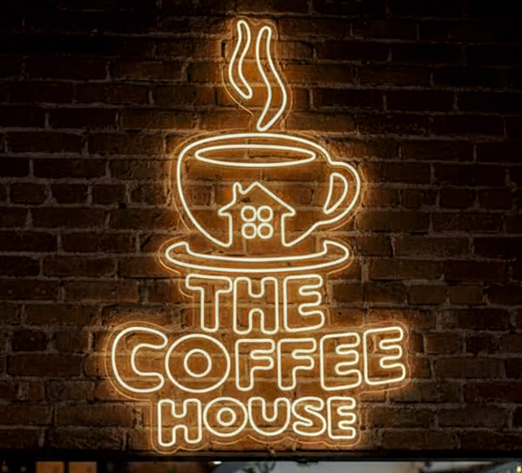The Coffee House - Custom LED neon signage with warm glow effect - Professional neon sign solutions by SignJunction