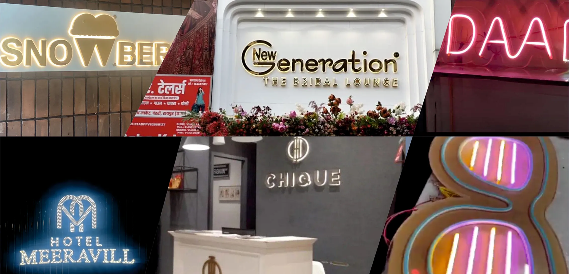 Modern automotive dealership with premium LED signage at night - showcasing Sign Junction's professional lighting solutions in Delhi