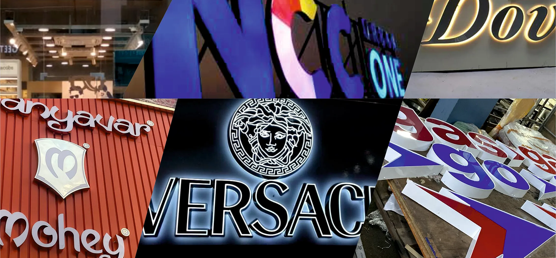 Modern automotive dealership with premium LED signage at night - showcasing Sign Junction's professional lighting solutions in Hyderabad