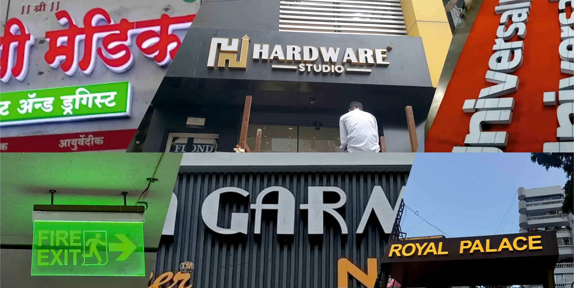 Modern automotive dealership with premium LED signage at night - showcasing Sign Junction's professional lighting solutions in Bharuch