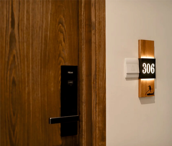 Premium hotel room number signage with LED backlighting - Custom signage solutions by SignJunction